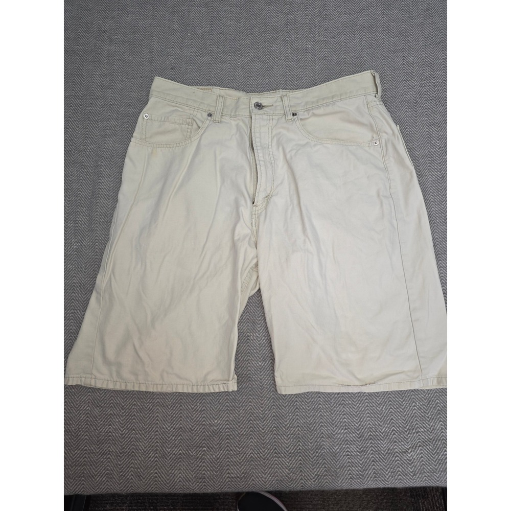 Levi's 569 Denim Shorts Men's W34 Beige Loose Fit Straight Streetwear Outdoor